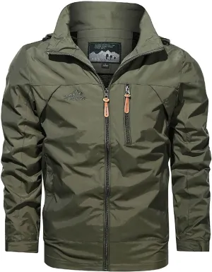 Mens Hooded Outdoor Jacket 2024 Fashion Winter Warm Trench Coat Long Sleeve Zipper Cargo Overcoat Multi Pocket