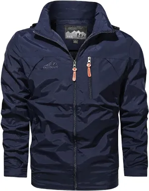 Mens Hooded Outdoor Jacket 2024 Fashion Winter Warm Trench Coat Long Sleeve Zipper Cargo Overcoat Multi Pocket