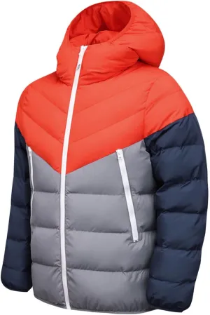 Men's Hooded Puffer Jackets Winter Warm Down Coats Trendy Color Block Outdoor Puffy Jacket Outerwear with Pockets