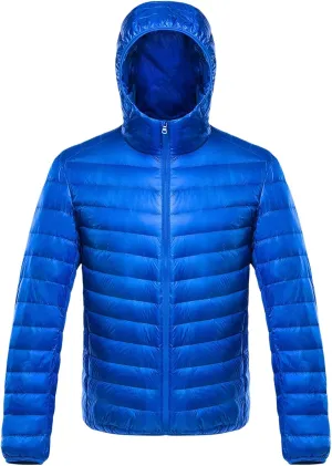 Mens Lightweight Puffer Jackets with Hood Warm Puffy Winter Short Down Jacket Windproof Quilted Coat