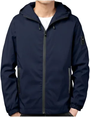 Mens Lightweight Waterproof Jacket Winter Warm Hooded Raincoat Snowboard Windproof Rain Hooded jackets