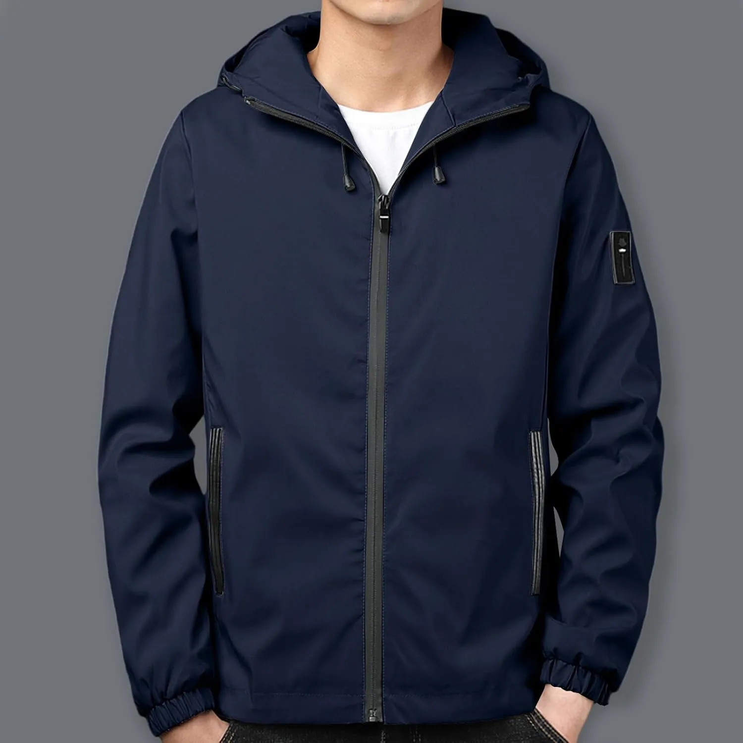Mens Lightweight Waterproof Jacket Winter Warm Hooded Raincoat Snowboard Windproof Rain Hooded jackets