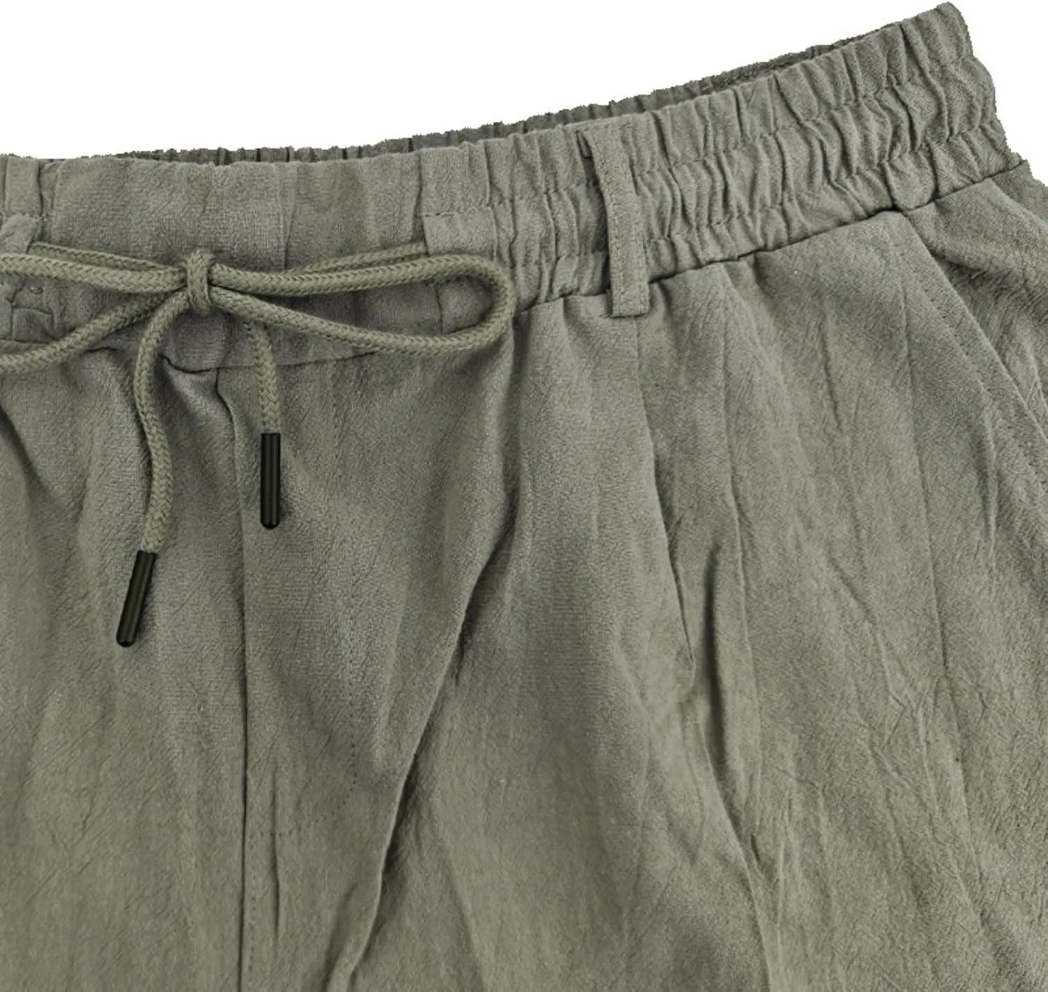 Mens Linen Shorts Elastic Waist Shorts Casual Summer Lightweight Cotton Linen Pants with Pockets