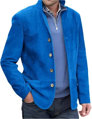 Mens Long Sleeve Corduroy Shirt Jacket Button Down Shacket Suede Trucker Jacket Winter Faux Suede Leather Outerwear