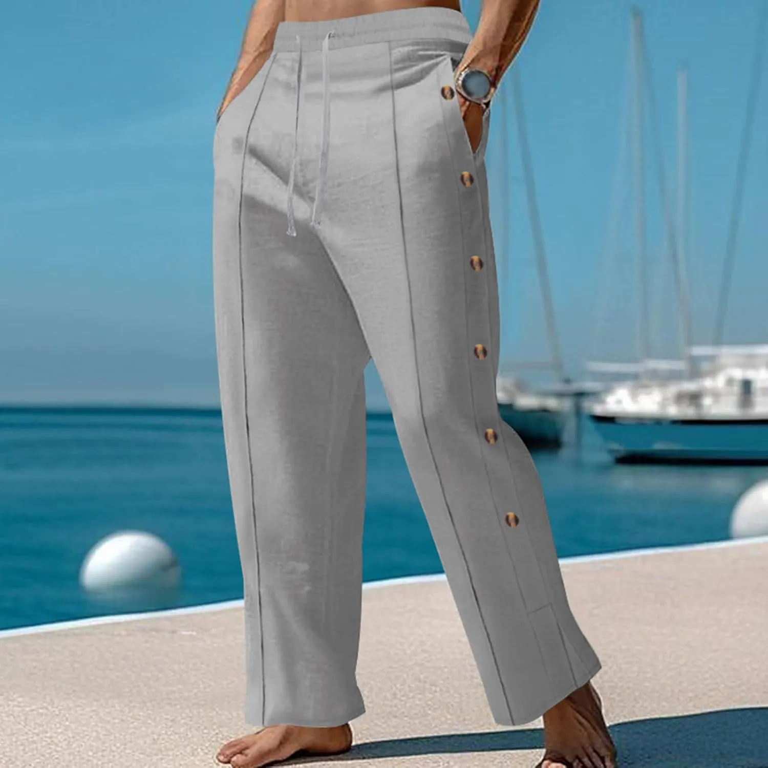 Mens Loose Fit Pants Pants for Mens Pleated Straight Leg Plain Long Leg Summer Fall Pants 2025