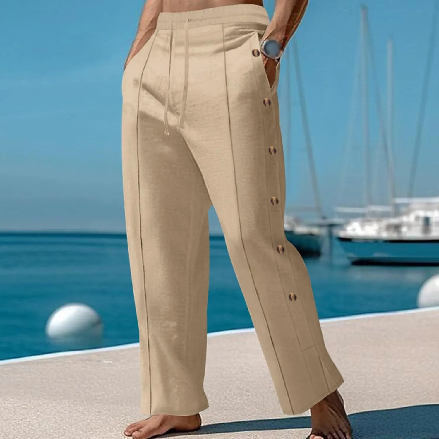 Mens Loose Fit Pants Pants for Mens Pleated Straight Leg Plain Long Leg Summer Fall Pants 2025