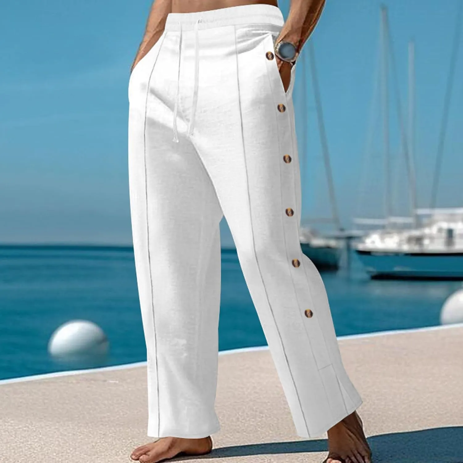Mens Loose Fit Pants Pants for Mens Pleated Straight Leg Plain Long Leg Summer Fall Pants 2025