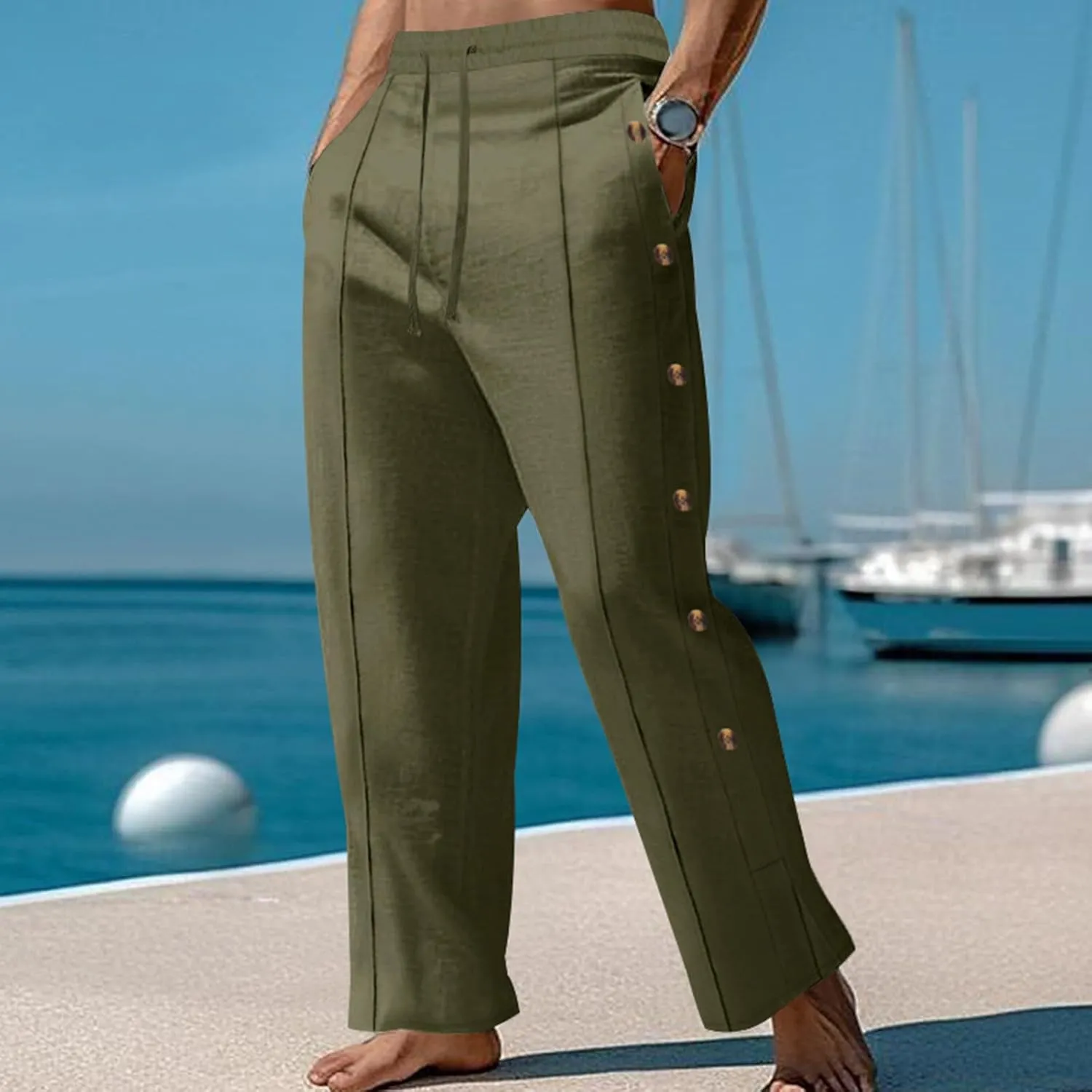 Mens Loose Fit Pants Pants for Mens Pleated Straight Leg Plain Long Leg Summer Fall Pants 2025