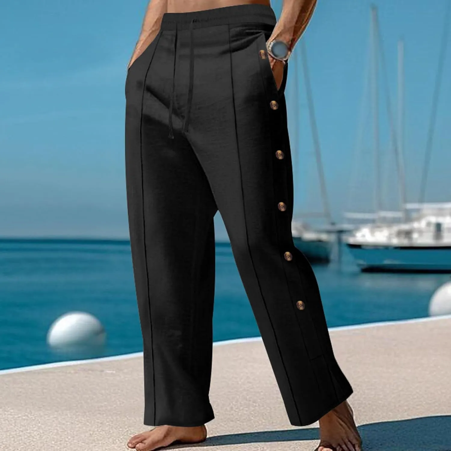 Mens Loose Fit Pants Pants for Mens Pleated Straight Leg Plain Long Leg Summer Fall Pants 2025