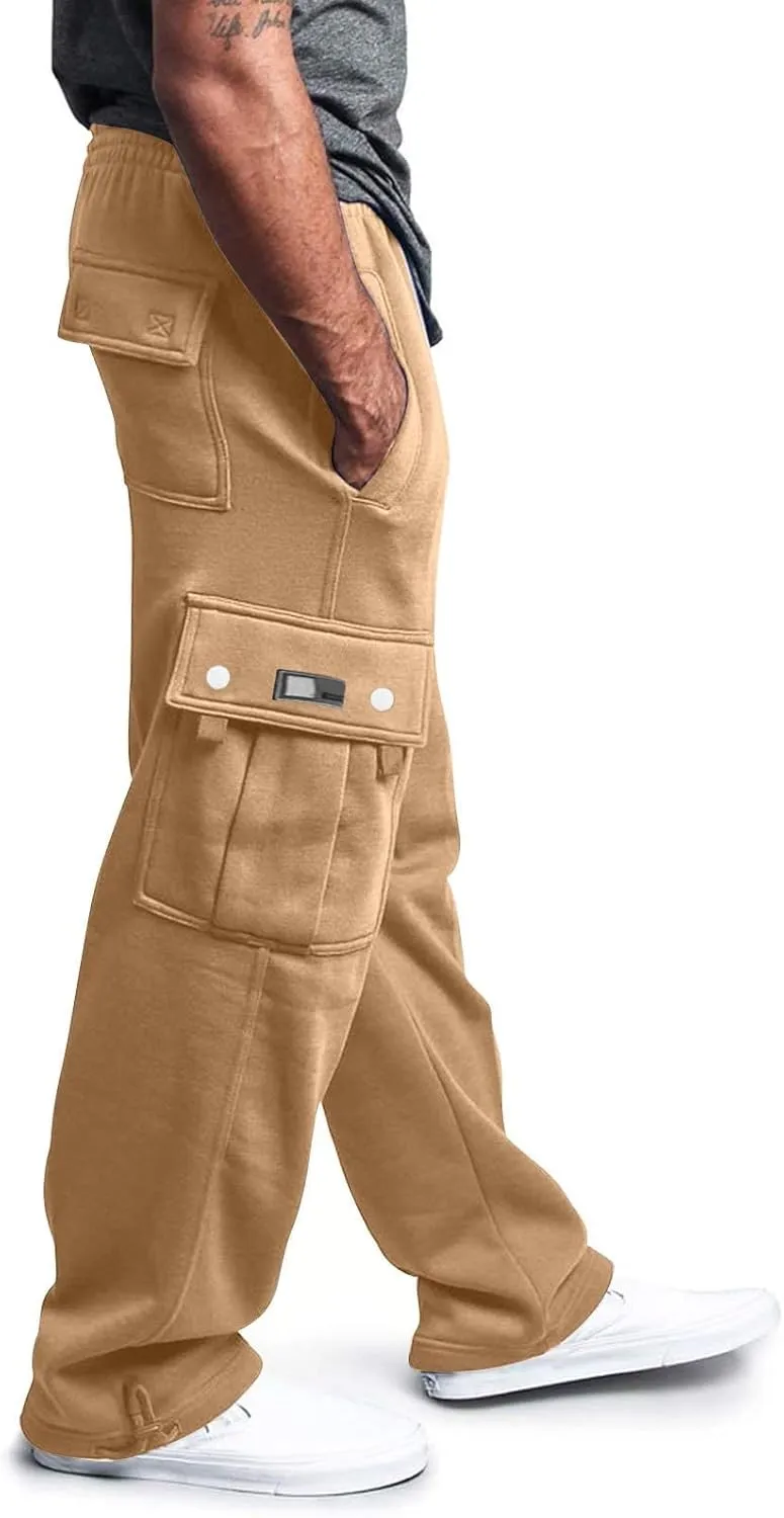 Mens Loose Fit Trousers Pants for Man Sport Athletic Ruched High Cut Straight Leg Plain Long Leg Fall Summer 2025