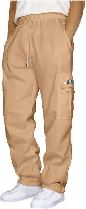 Mens Loose Fit Trousers Pants for Man Sport Athletic Ruched High Cut Straight Leg Plain Long Leg Fall Summer 2025