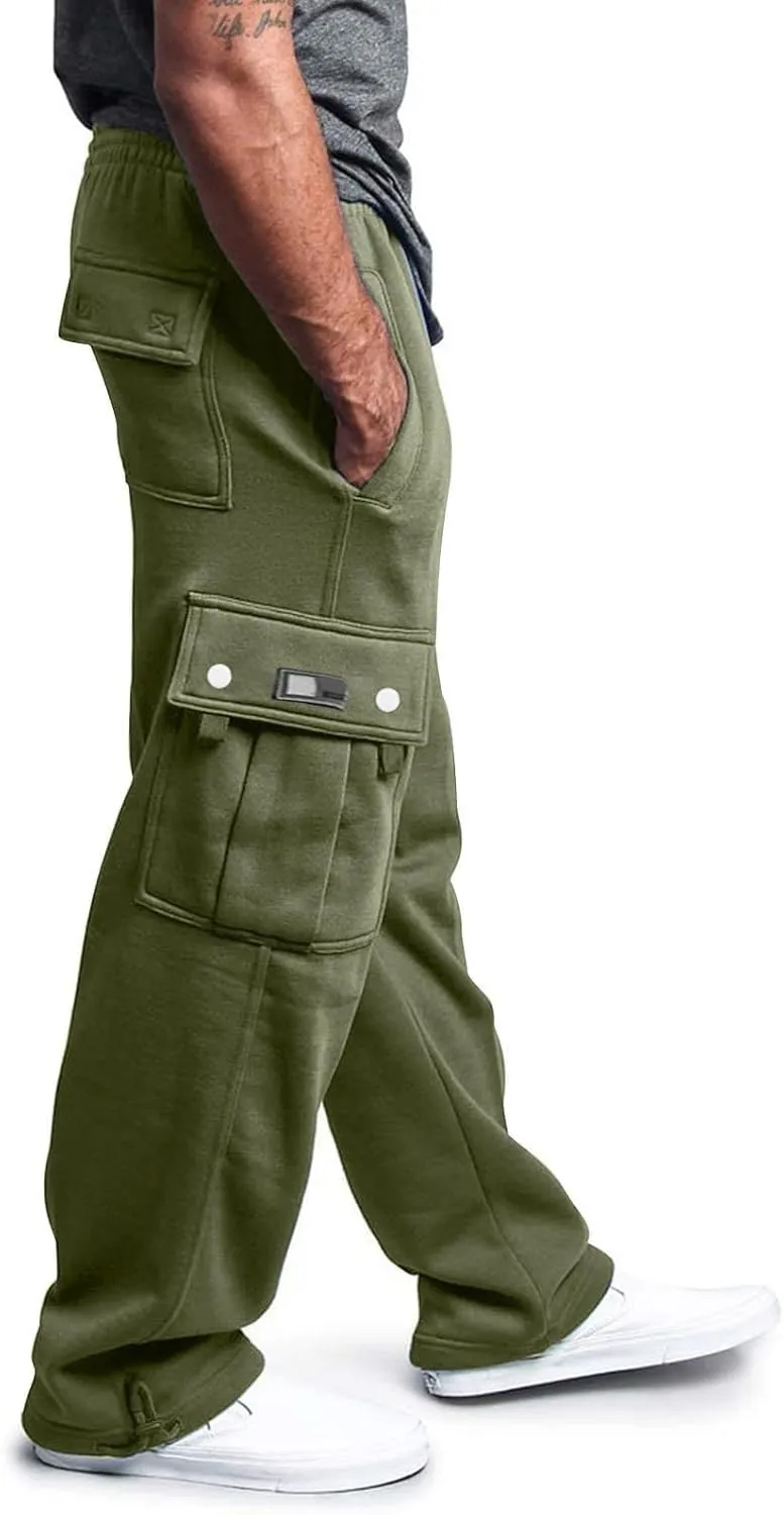 Mens Loose Fit Trousers Pants for Man Sport Athletic Ruched High Cut Straight Leg Plain Long Leg Fall Summer 2025