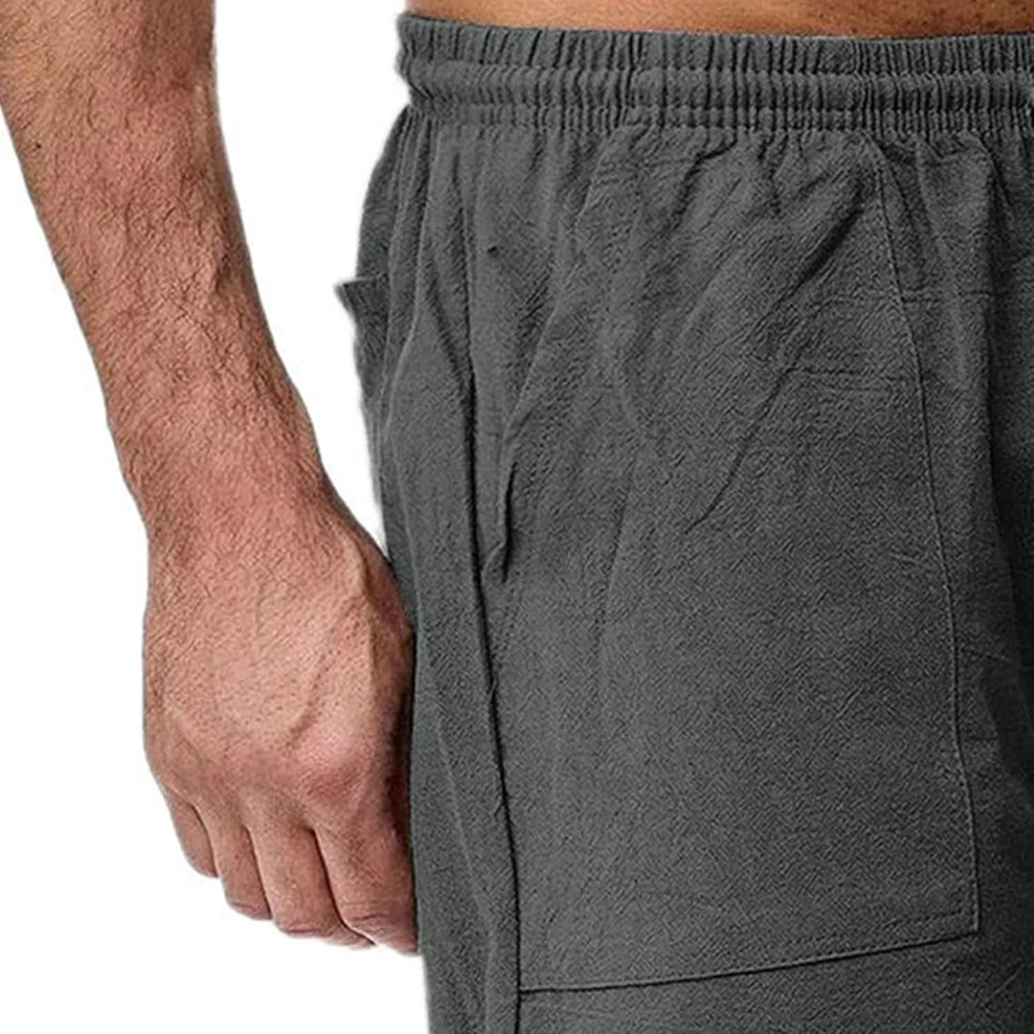 Men's Lounge Cotton Linen Long Leisure Shorts Casual Breathable Track Shorts Marathon Performance Beach Shorts