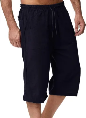 Men's Lounge Cotton Linen Long Leisure Shorts Casual Breathable Track Shorts Marathon Performance Beach Shorts