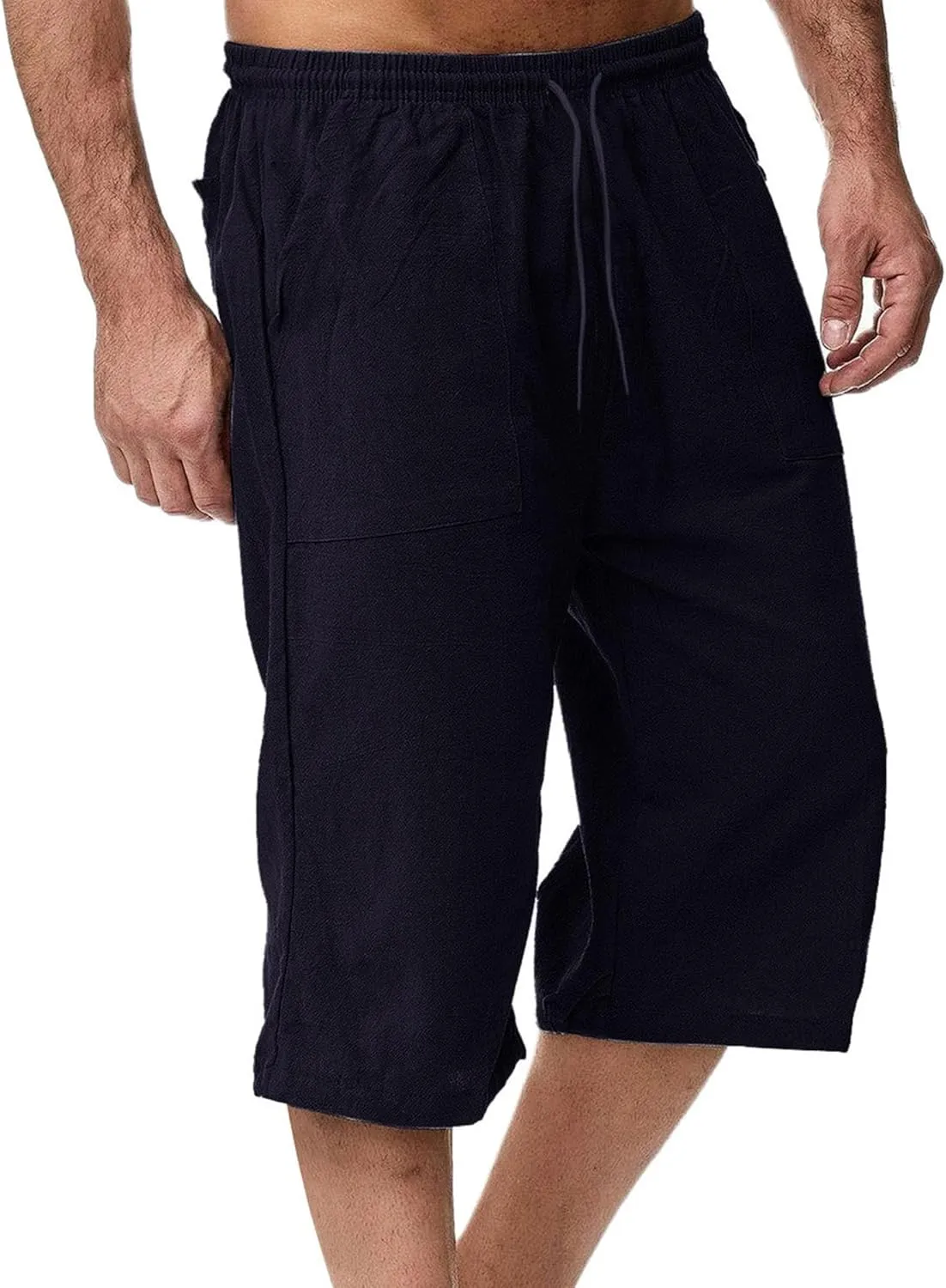 Men's Lounge Cotton Linen Long Leisure Shorts Casual Breathable Track Shorts Marathon Performance Beach Shorts