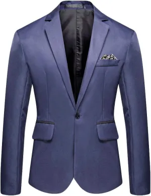 Mens One Button Classic Blazer Slim Fit Suits Casual Formal Jackets Solid Lightweight Sport Coat for Business Wedding Prom