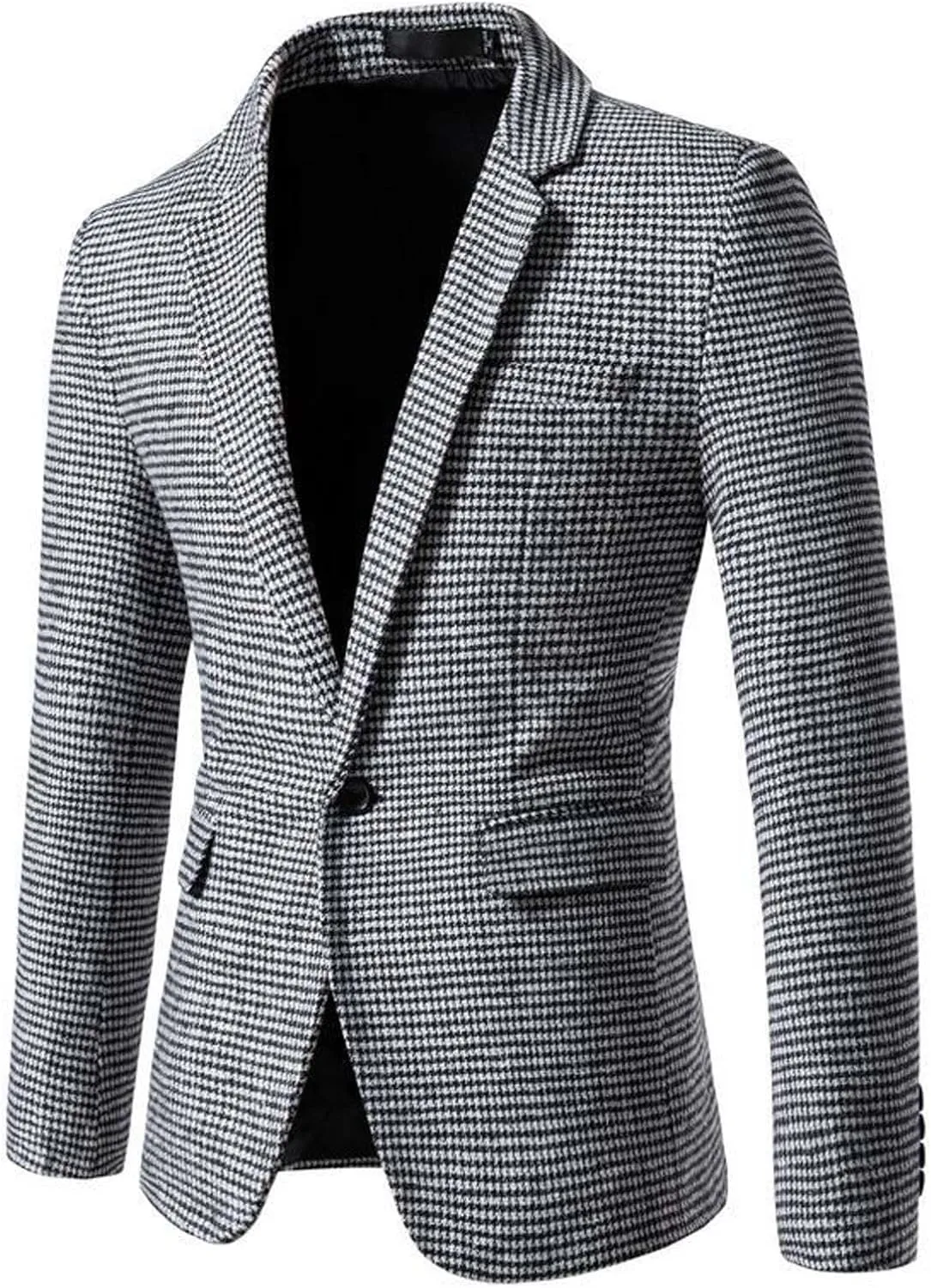 Mens Plaid Blazer Sports Coat Casual Slim Fit Checkered Blazers for Men Wedding Single Breasted Buckle Jacket Coats
