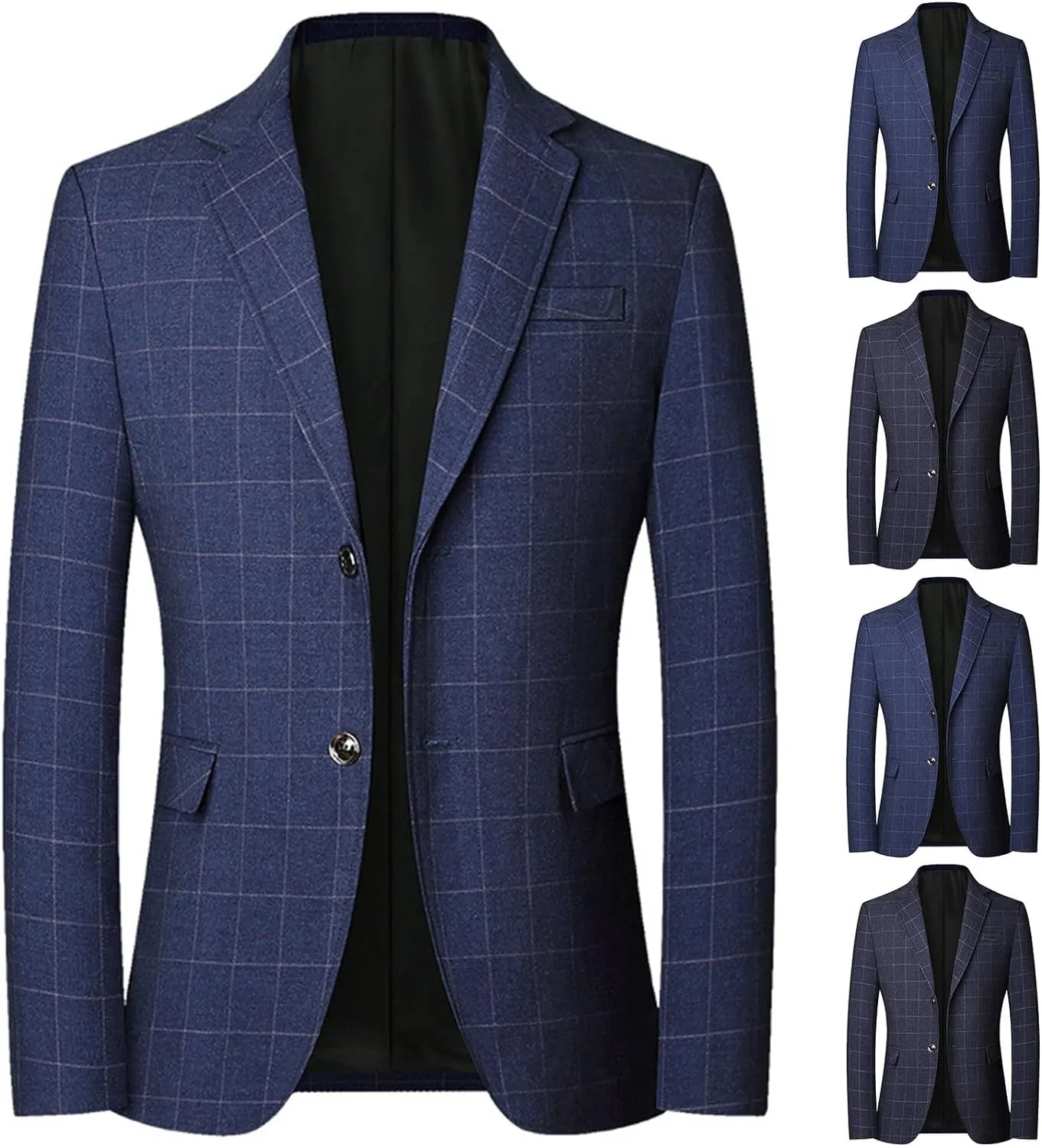 Mens Plaid Sport Coat Slim Classic Fit Two Button Checkered Blazer Lightweight Comfy Lapel Business Casual Daily Suit Jacket