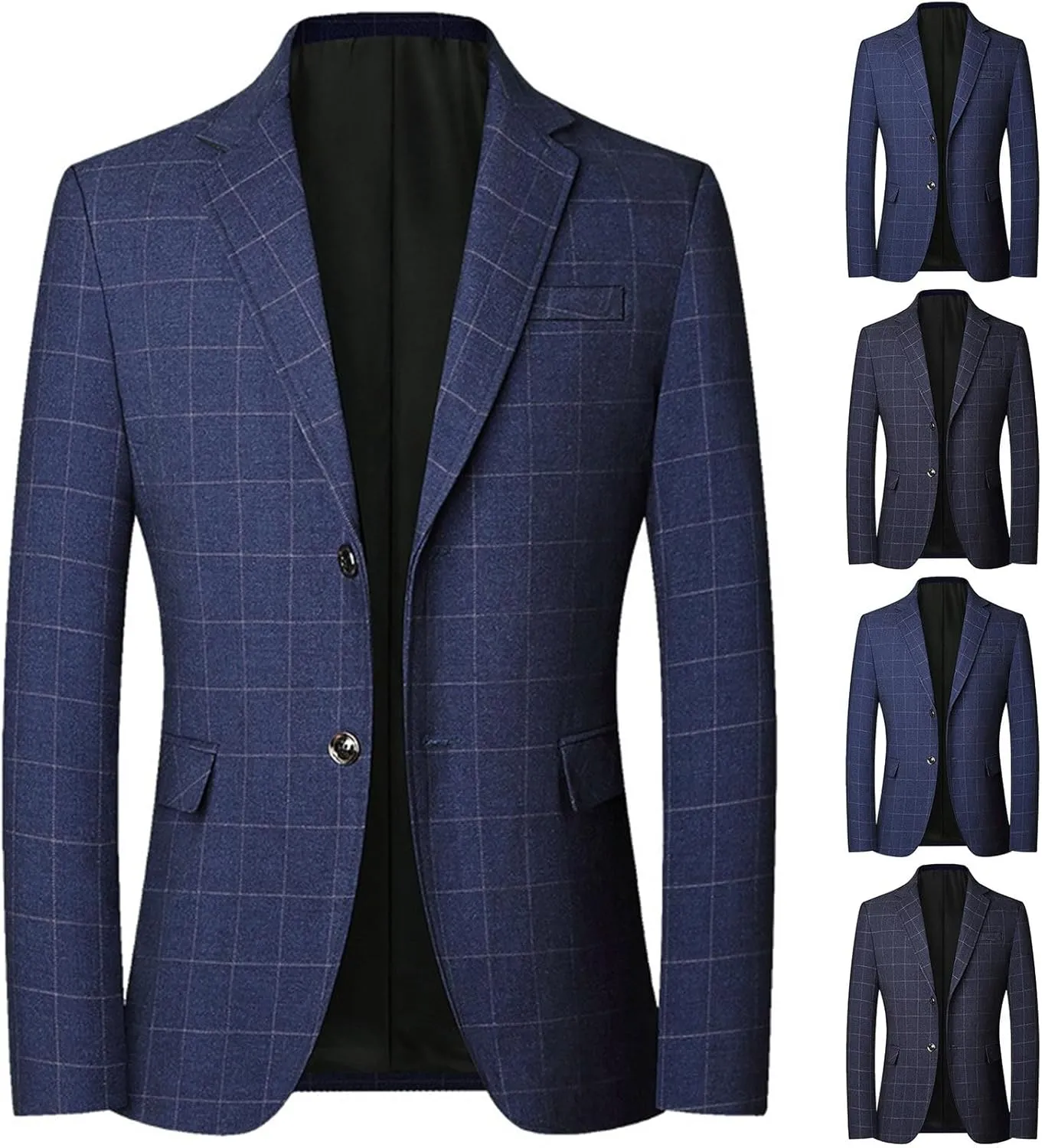 Mens Plaid Sport Coat Slim Classic Fit Two Button Checkered Blazer Lightweight Comfy Lapel Business Casual Daily Suit Jacket