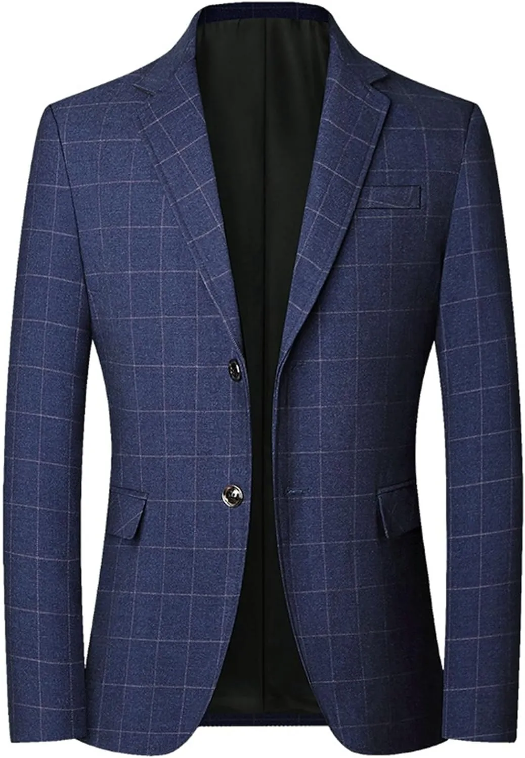 Mens Plaid Sport Coat Slim Classic Fit Two Button Checkered Blazer Lightweight Comfy Lapel Business Casual Daily Suit Jacket
