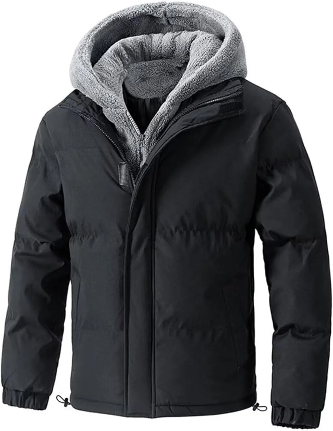 Men's Puffer Quilted Jacket Hooded Casual Thicken Coat Winter Warm Two-Piece Trend Cotton-Padded Coats Outdoor