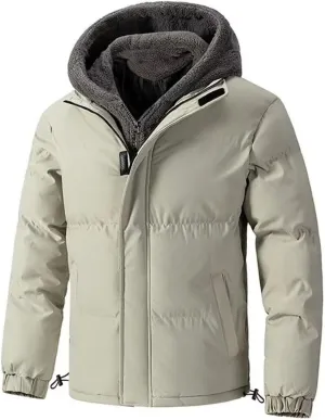 Men's Puffer Quilted Jacket Hooded Casual Thicken Coat Winter Warm Two-Piece Trend Cotton-Padded Coats Outdoor