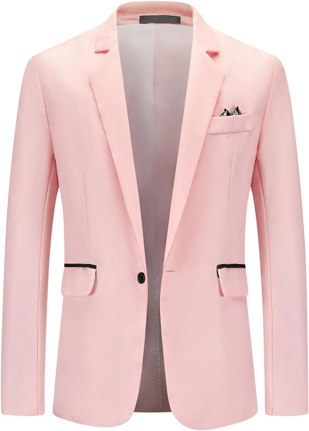 Men's Suit Elegant Solid One Button Slim Fit Single Breasted Party Blazer Jacket Lightweight Casual Outwear