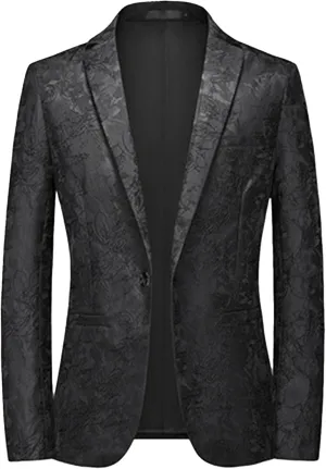 Men's Suit Jacket for Party Dinner 1 Button Slim Fit Notched Lapel Blazer Jackets Casual Business Sport Coat