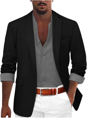 Mens Suit Jacket Gym Sport Coats Slim Fit Business Office Work Blazers Lightweight Open Front Stretch Work Cardigan