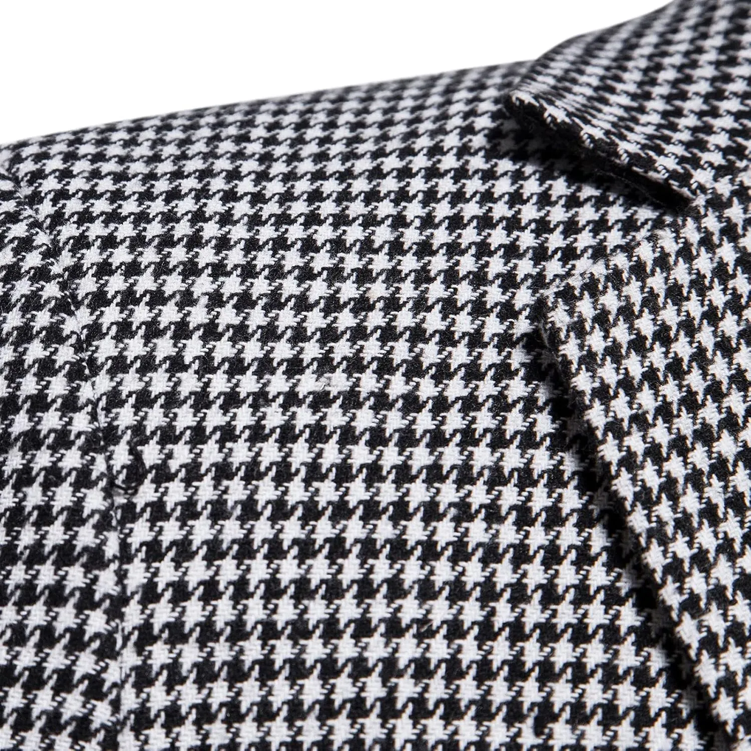 Mens Tweed Blazer Vintage Classic Fit Wool Blend Blazers One Button Sport Coat Notch Lapel Business Jackets Suit