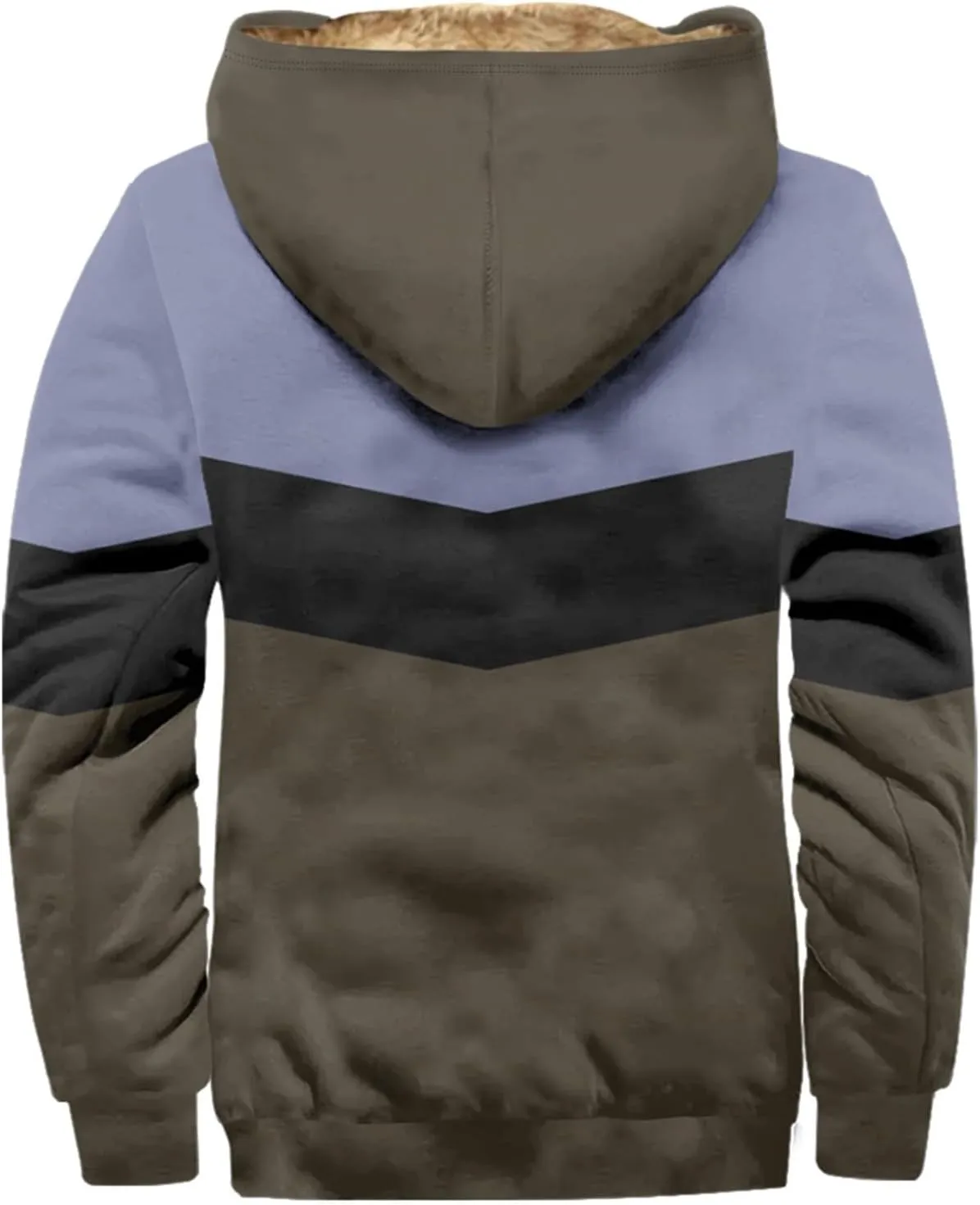 Mens Winter Jacket Sherpa With Hood Warm Coats Fleece Zipper Hoodie Big Tall Heavyweight Fall Outfits With Pockets