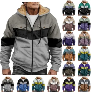 Mens Winter Jacket Sherpa With Hood Warm Coats Fleece Zipper Hoodie Big Tall Heavyweight Fall Outfits With Pockets