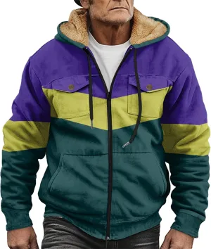 Mens Winter Jacket Sherpa With Hood Warm Coats Fleece Zipper Hoodie Big Tall Heavyweight Fall Outfits With Pockets