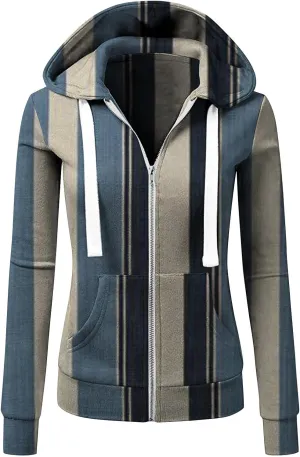 Mmoneyake Women Basic Lightweight Zip-Up Hoodie Long Sleeve Thin Sweatshirt Drawstring Casual Hooded Jacket Coat with Pockets
