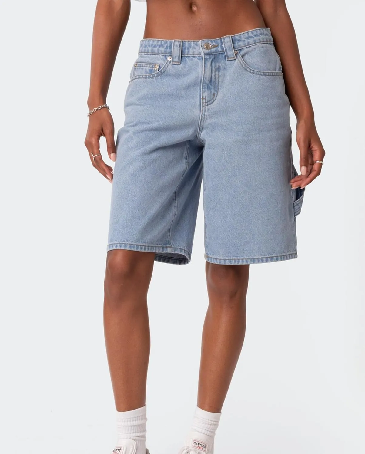 Mxiqqpltky Womens Denim Shorts Y2k High Waisted Wide Leg Boyfriend Knee Length Baggy Jean Shorts Streetwear