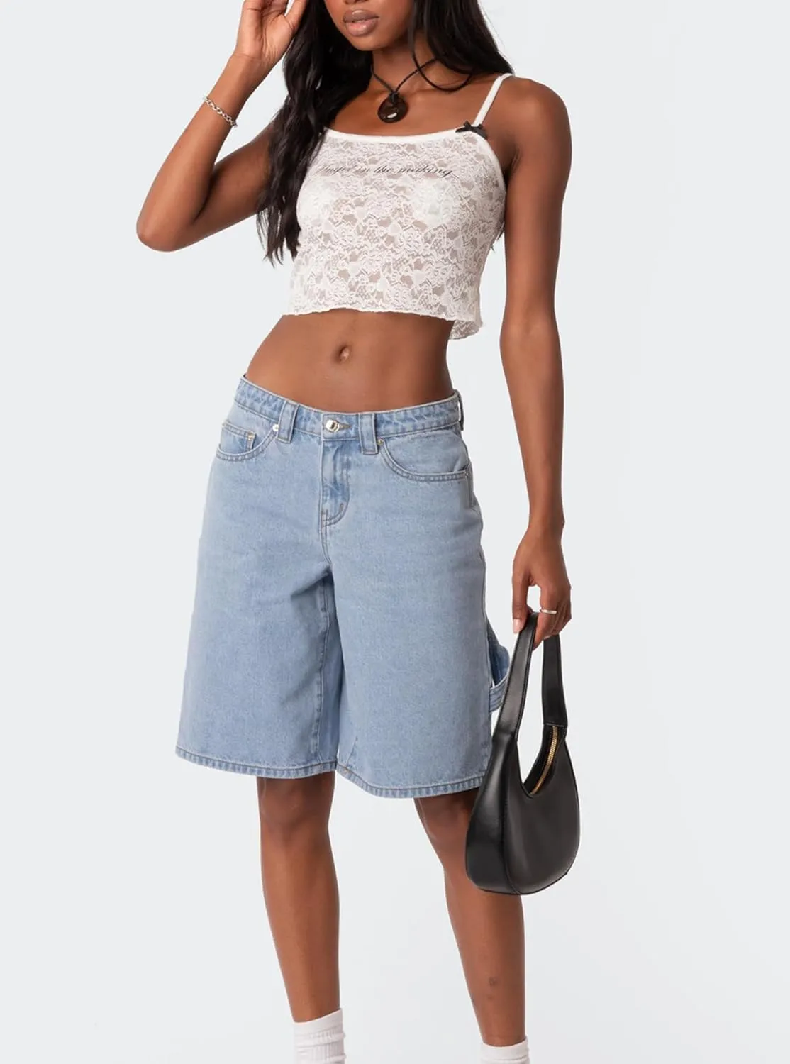 Mxiqqpltky Womens Denim Shorts Y2k High Waisted Wide Leg Boyfriend Knee Length Baggy Jean Shorts Streetwear