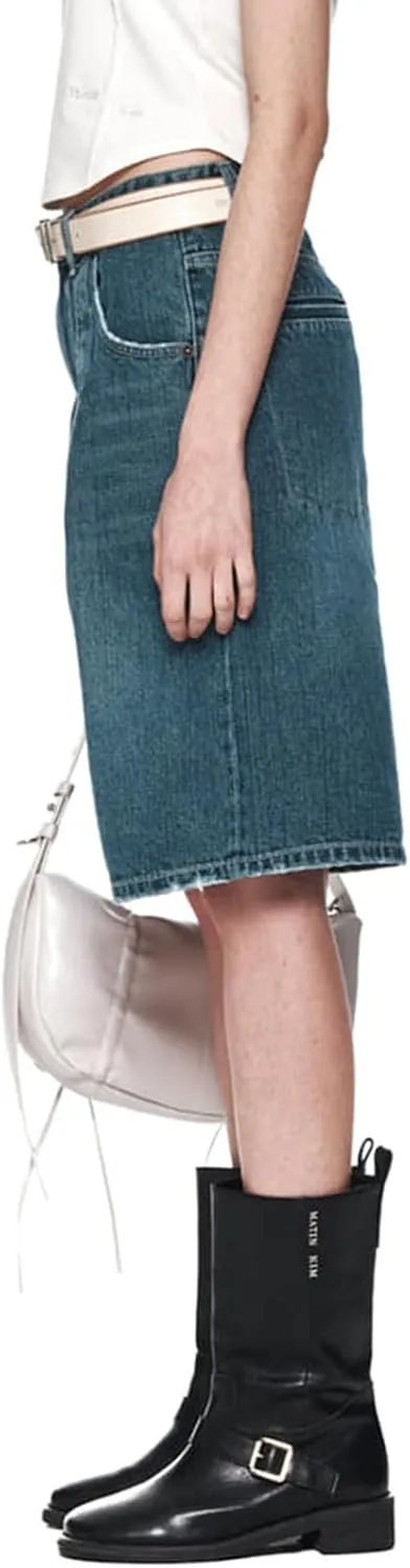 Mxiqqpltky Womens Denim Shorts Y2k High Waisted Wide Leg Boyfriend Knee Length Baggy Jean Shorts Streetwear
