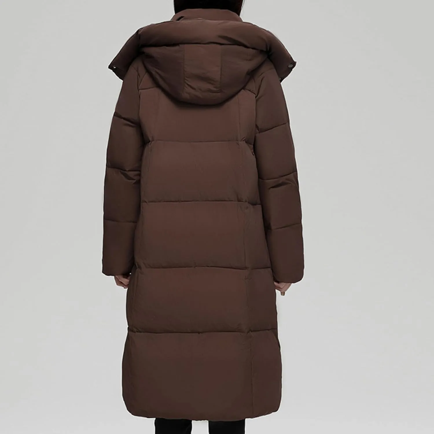 NATHGAM Long Down Coat Women Casual Turtleneck Thicken Winter Warm Hooded Puffer Coat Cotton Padded Zip Long Sleeve Outwears