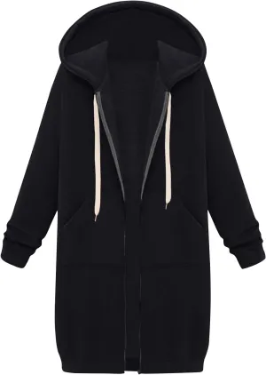 NBXNZWF Women's Zip Up Long Hoodies Casual Long Sleeve Drawstring Hooded Sweatshirts Oversized Fleece Jackets with Pocket