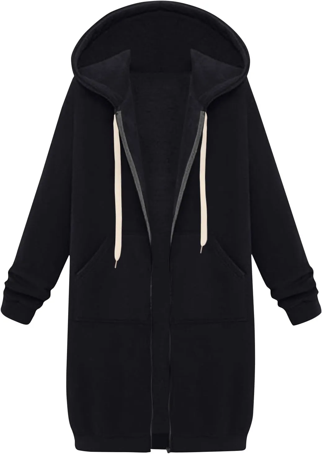 NBXNZWF Women's Zip Up Long Hoodies Casual Long Sleeve Drawstring Hooded Sweatshirts Oversized Fleece Jackets with Pocket