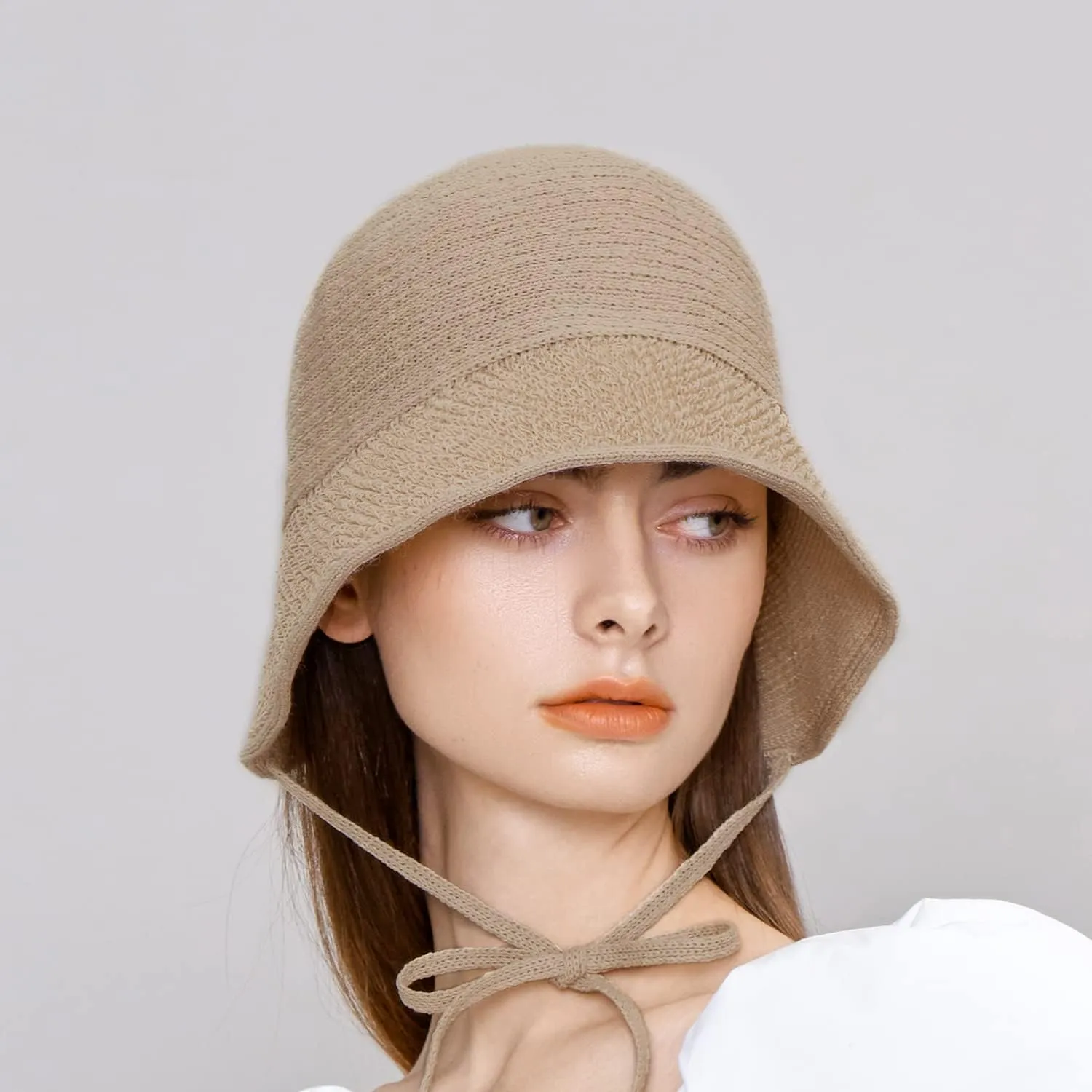 Paper Textured String Bonnet Hat Audrey
