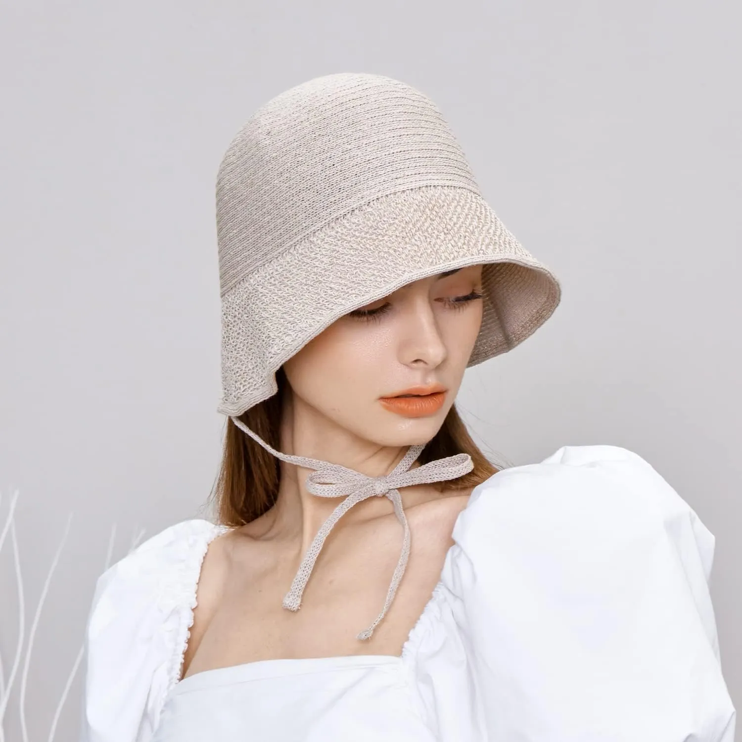 Paper Textured String Bonnet Hat Audrey
