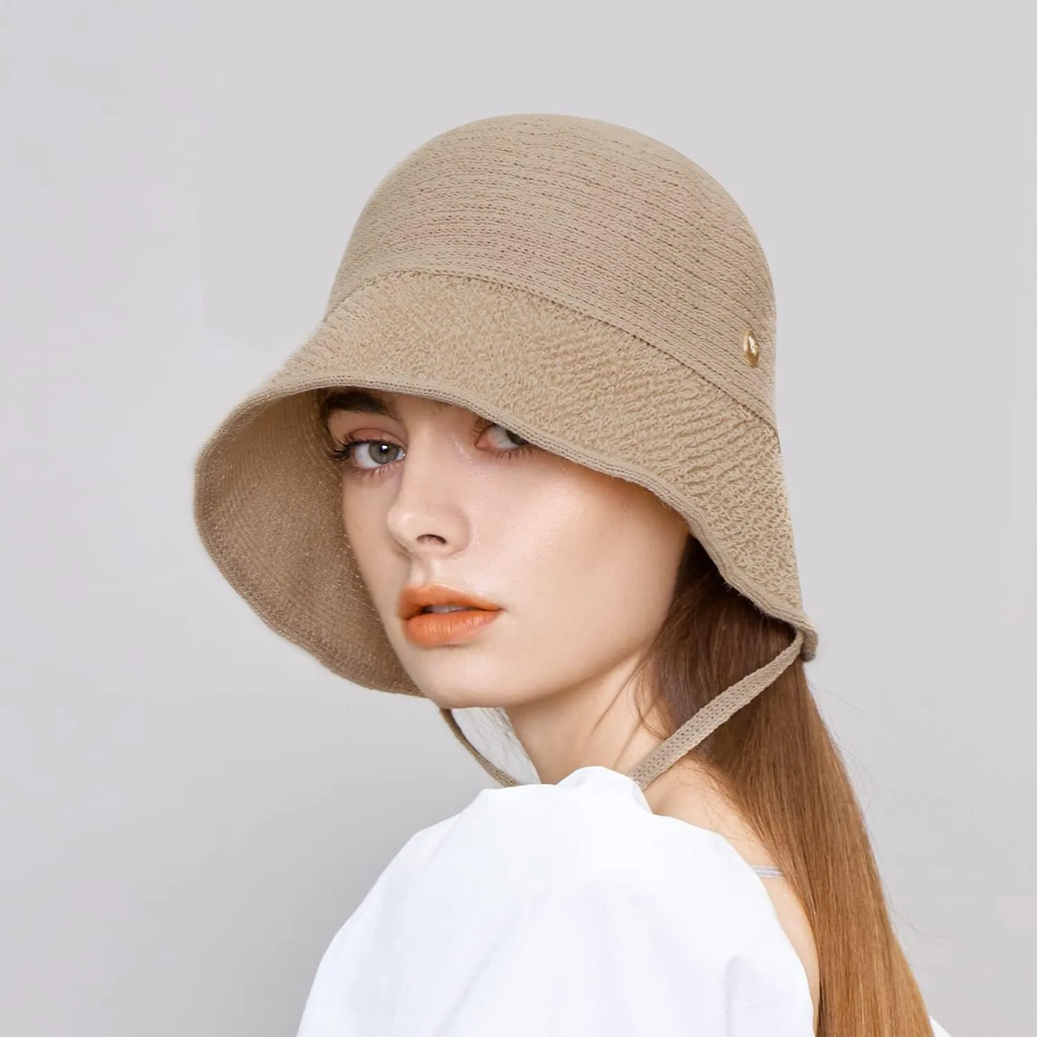 Paper Textured String Bonnet Hat Audrey