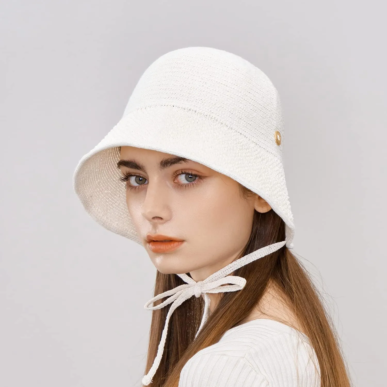 Paper Textured String Bonnet Hat Audrey