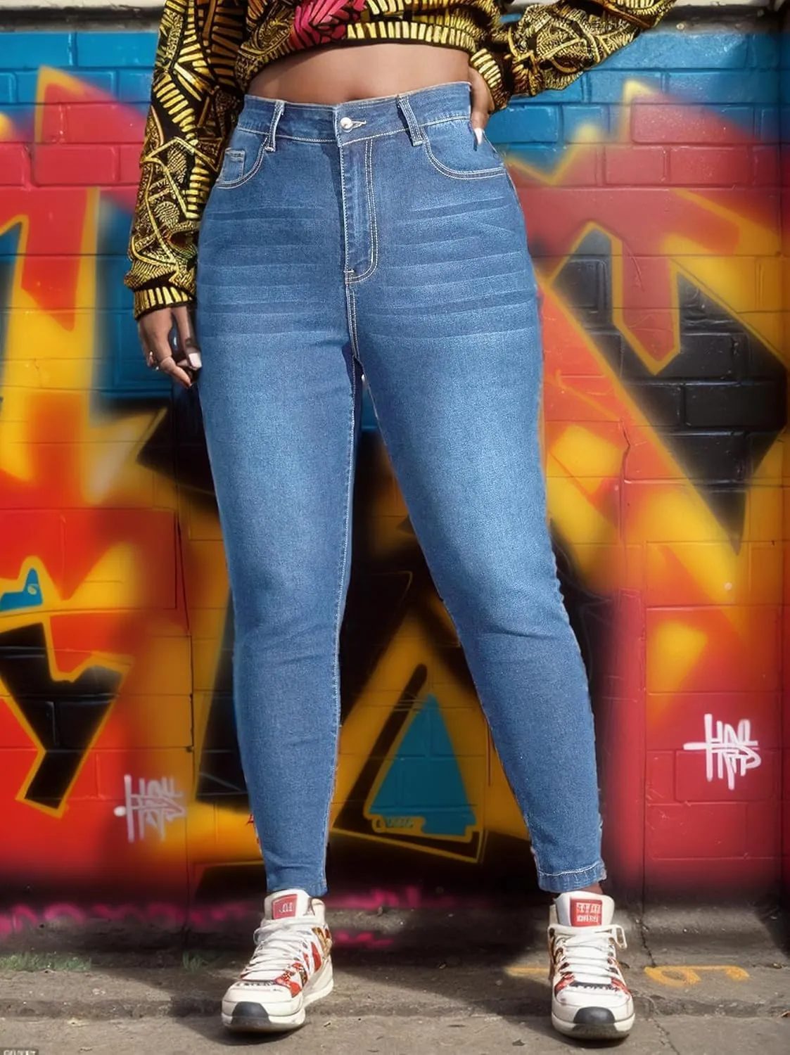 Plus Size Casual Work High-Rise Skinny Jeans