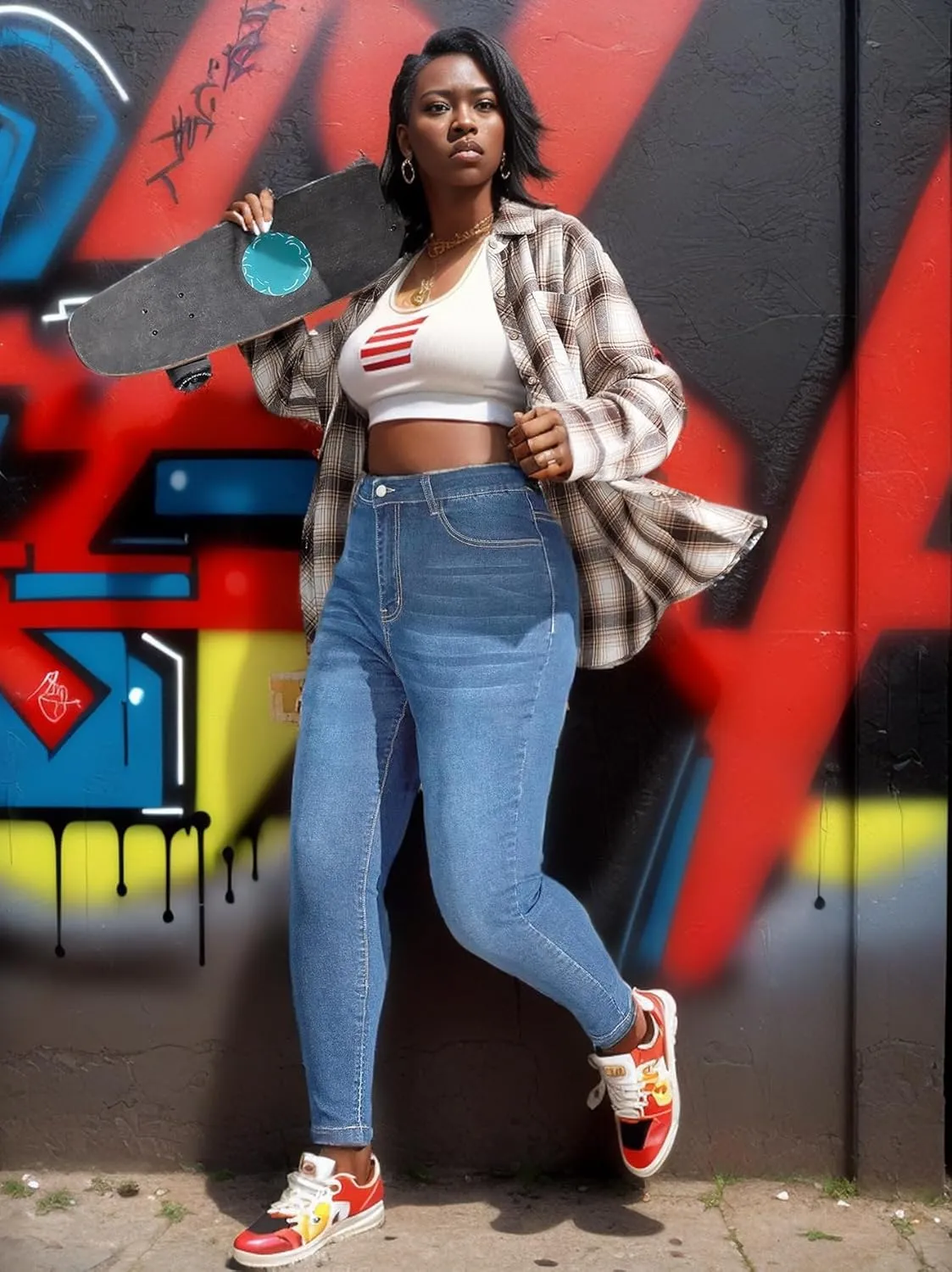 Plus Size Casual Work High-Rise Skinny Jeans