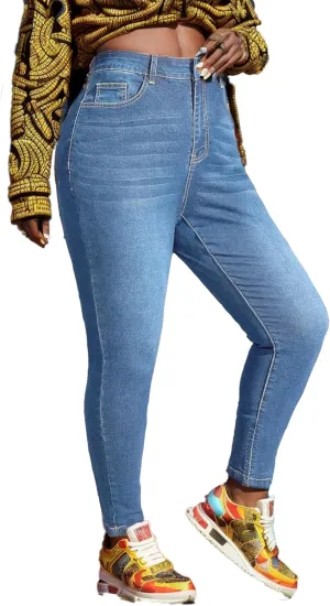 Plus Size Casual Work High-Rise Skinny Jeans