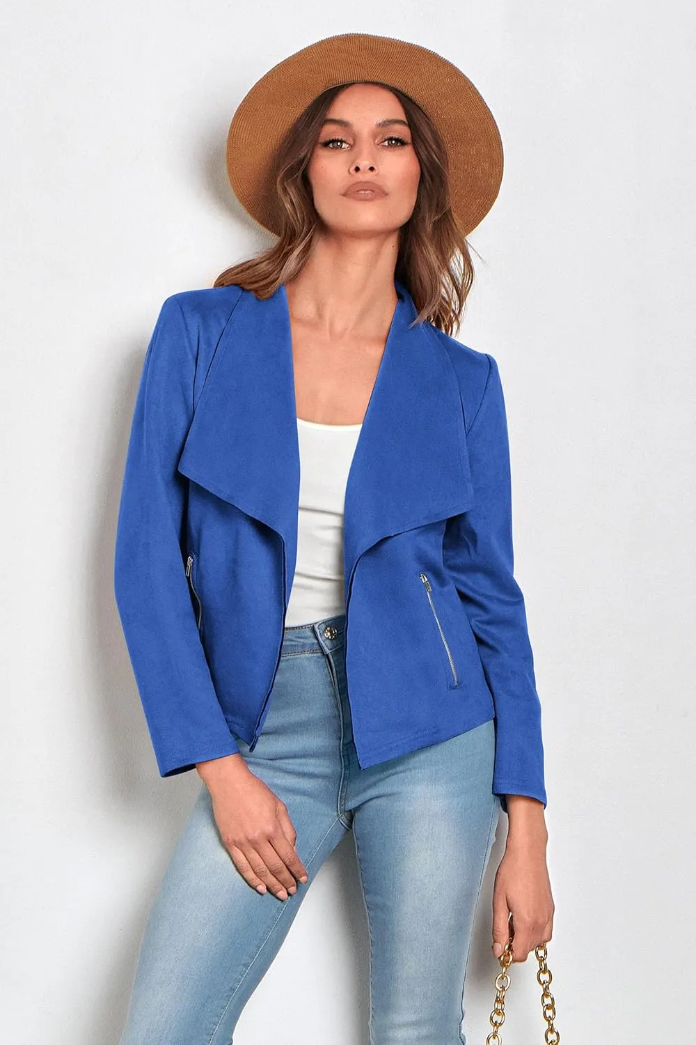 PRETTYGARDEN Women's Faux Suede Jackets 2025 Spring Fall Clothes Long Sleeve Open Front Cropped Coat Outwear