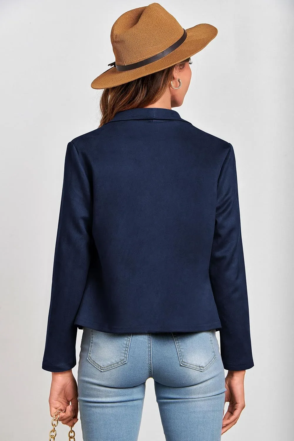 PRETTYGARDEN Women's Faux Suede Jackets 2025 Spring Fall Clothes Long Sleeve Open Front Cropped Coat Outwear