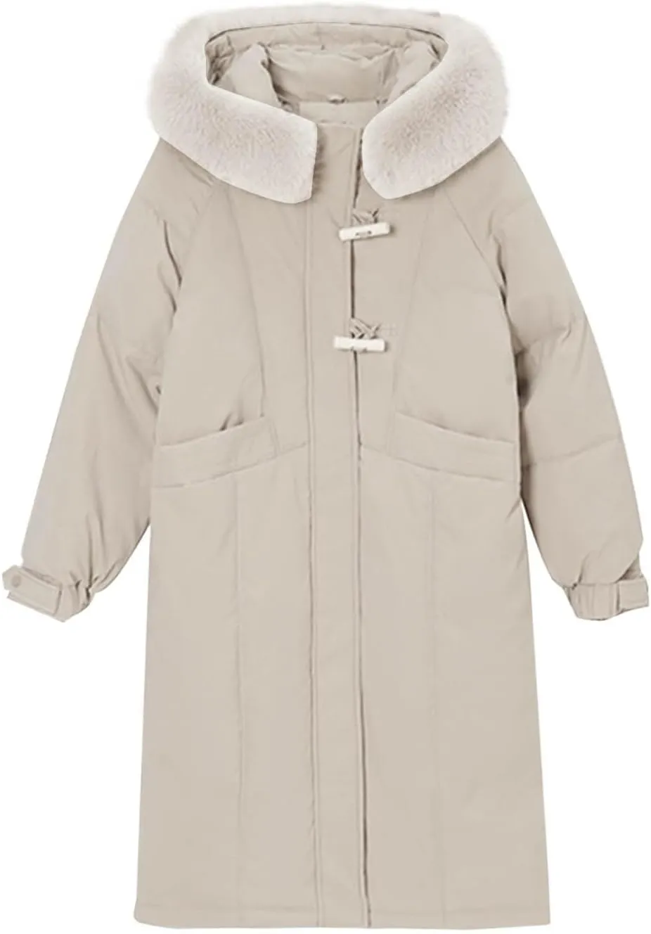 Puffer Jackets for Women Winter Warm Long Jackets Fashion Fuzzy Hooded Windproof Down Coats Zip up Quilted Outerwear